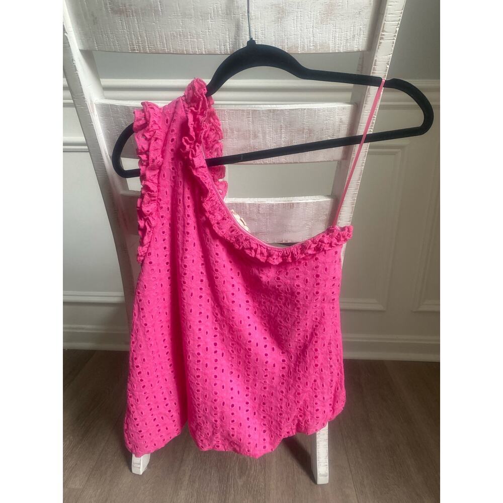 Entro Pink Eyelet One Shoulder Tank Size Small
